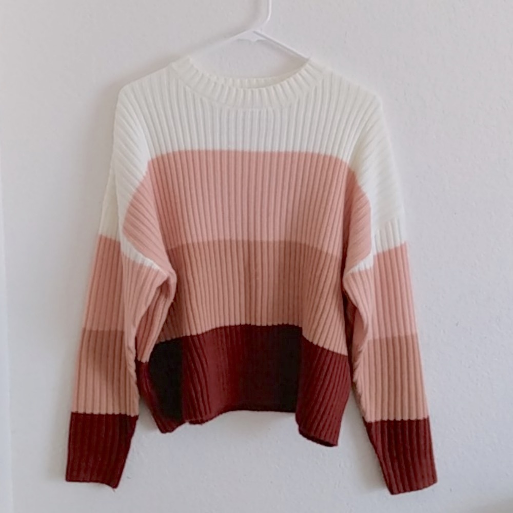 Blush, Rose, and Ruby Colorblock Sweater